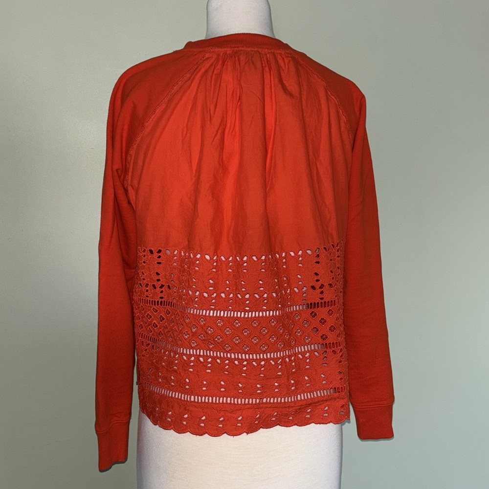 JCREW orange long sleeve with keyhole back design top blouse in women’s XS - Picture 4 of 6